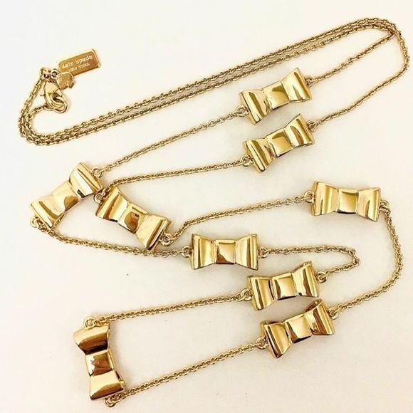 KATE SPADE Gold Tone Gold Enamel Bow Long Necklace - Picture 14 of 14